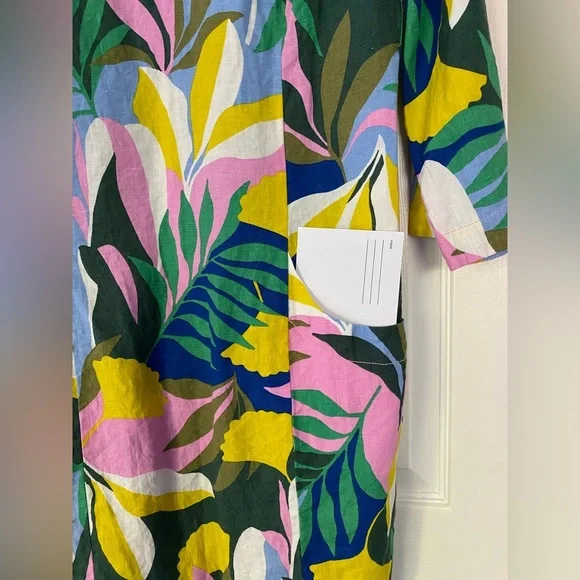 Boden Laurie Linen Mini Dress in Plum Blossom Tropical Flora Sleeves Size 6 - Picture 5 of 15